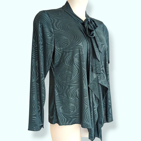 🍁V. Marallis Collection Turquoise Swirly Front Tie Sweater - Picture 2 of 9